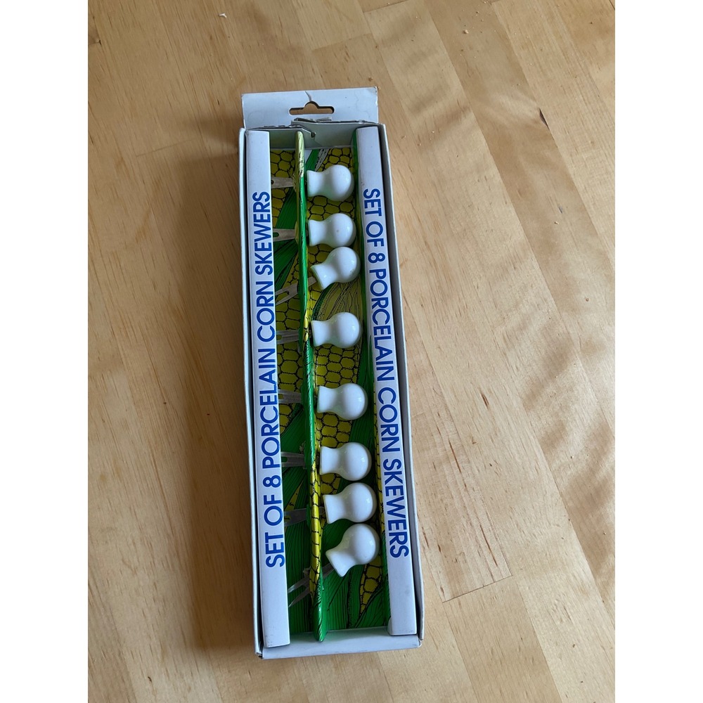 Progressive International Porcelain Corn Skewers Set of 8 White GT-3107 Vintage
